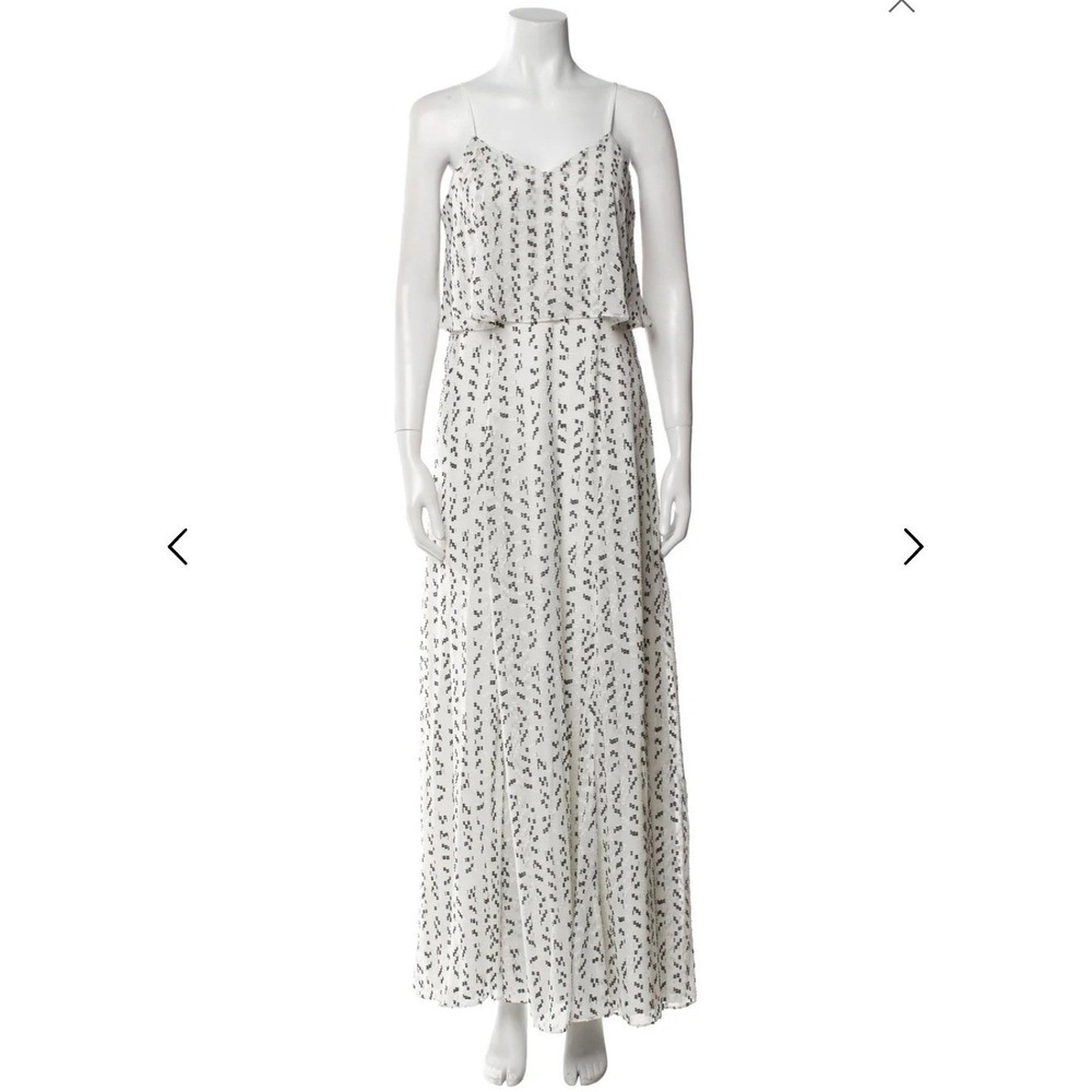 Halston Maxi Summer Dress Women Sz 2 Designer Geometric Pattern Spaghetti Straps